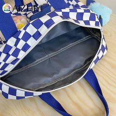 Japanese Plaid Shoulder Backpack Large Capacity Student Girl Travel Schoolbag
