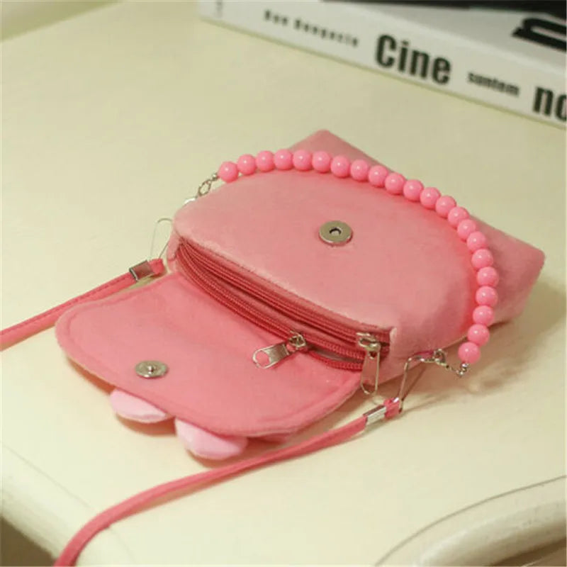Girls Flower Cross-body Bag Beaded Tote Handbag Gift