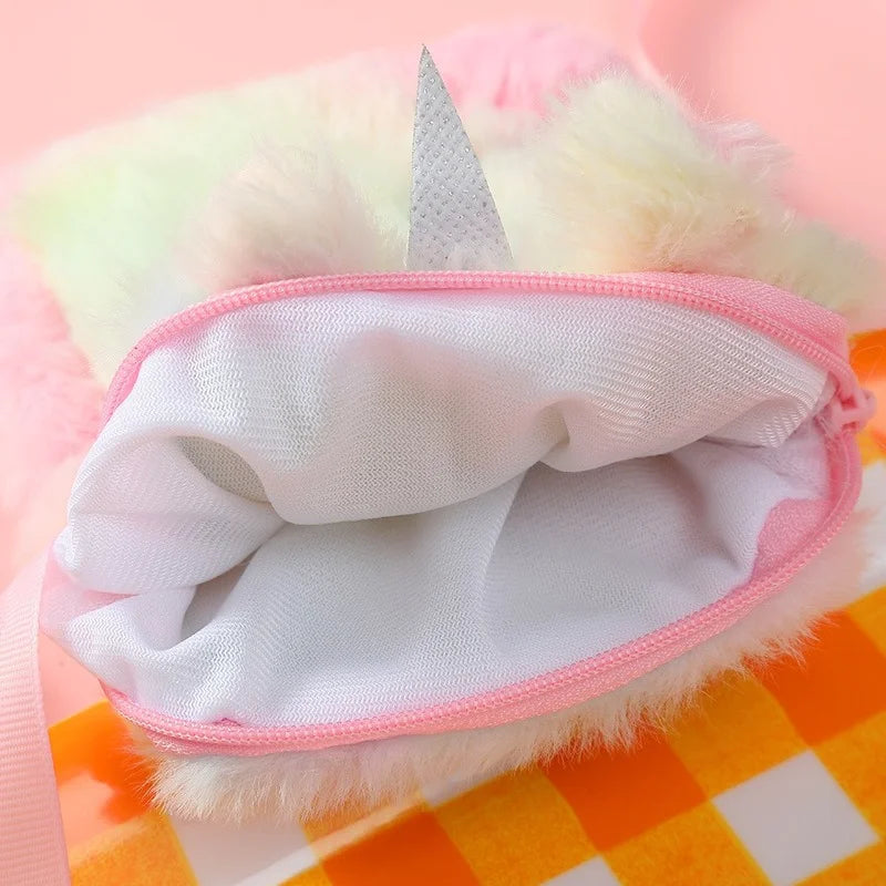 Plush Unicorn Messenger Bag for Girls