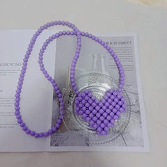 Kids Mini Beads Crossbody Bag for Girls Heart Coin Pouch Toddler Purse