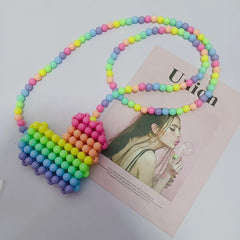 Kids Mini Beads Crossbody Bag for Girls Heart Coin Pouch Toddler Purse