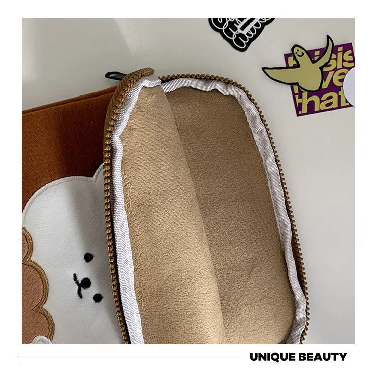 Korea Cotton Soft Sleeve IPad Pouch Cartoon Embroidery Bear Ipad Liner Bag