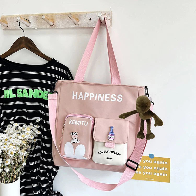 Large Capacity Nylon Tote Bag for Teenage Girls