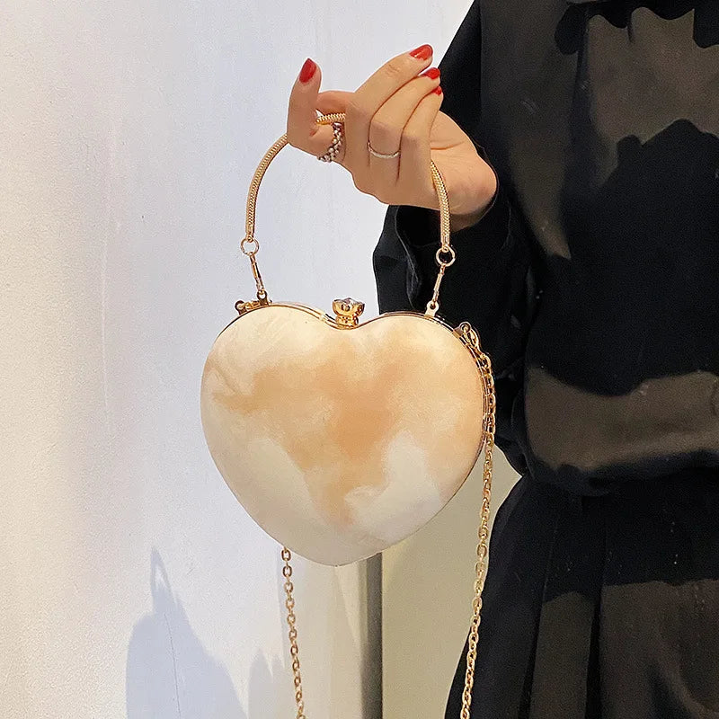 Love Crossbody Bag Heart Shape Shoulder Bag Lover Chain Female Bag