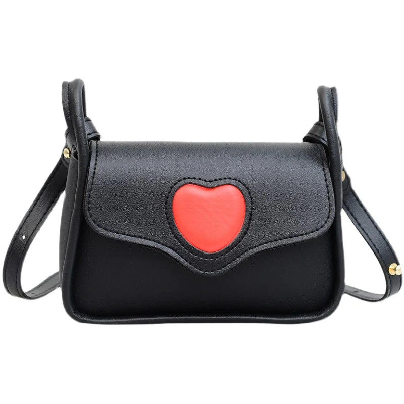 Love Heart Small Square Shoulder Bag Women's Messenger Bag with Scarf