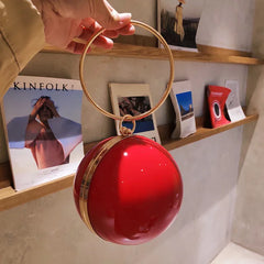 Red Ball Shaped Clutch Bag Funny Evening Handbag