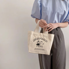Canvas Lunch Bag Picnic Tote Small Handbag Pouch Food Storage Bags for Ladies