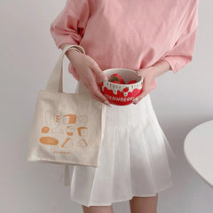 Canvas Lunch Bag Picnic Tote Small Handbag Pouch Food Storage Bags for Ladies