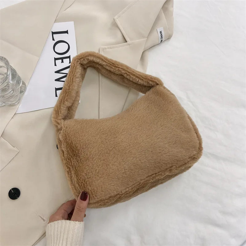Plush Women's Crossbody Bag Small Shoulder Handbag Tote