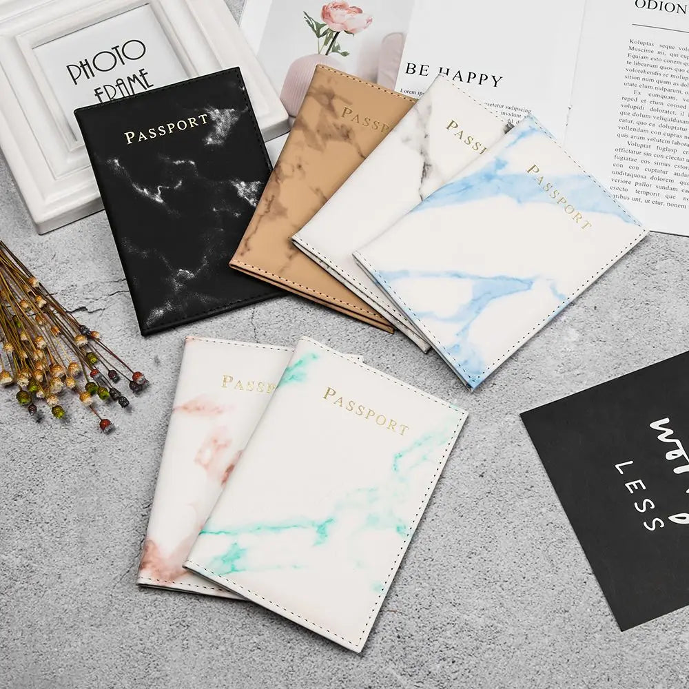 Marble Pattern Passport Cover PU Leather Travel Passport Holder