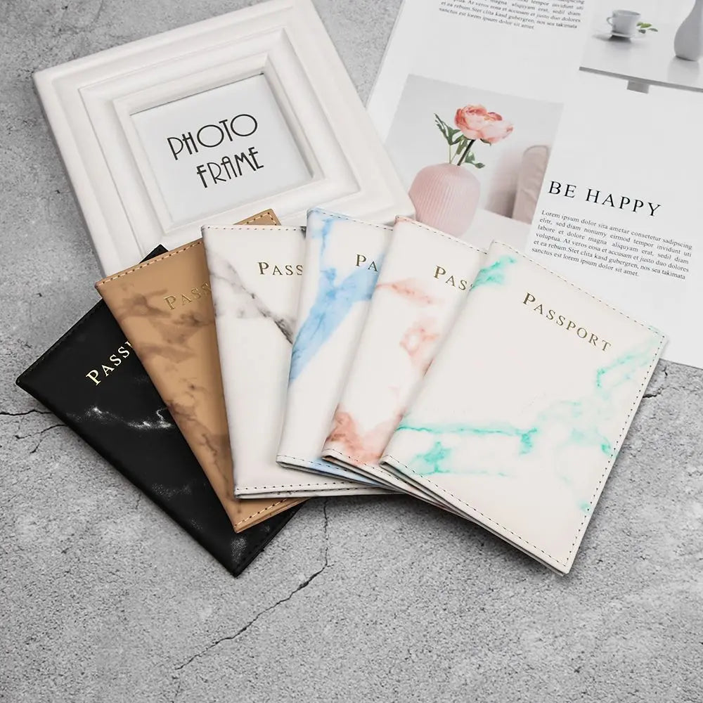 Marble Pattern Passport Cover PU Leather Travel Passport Holder