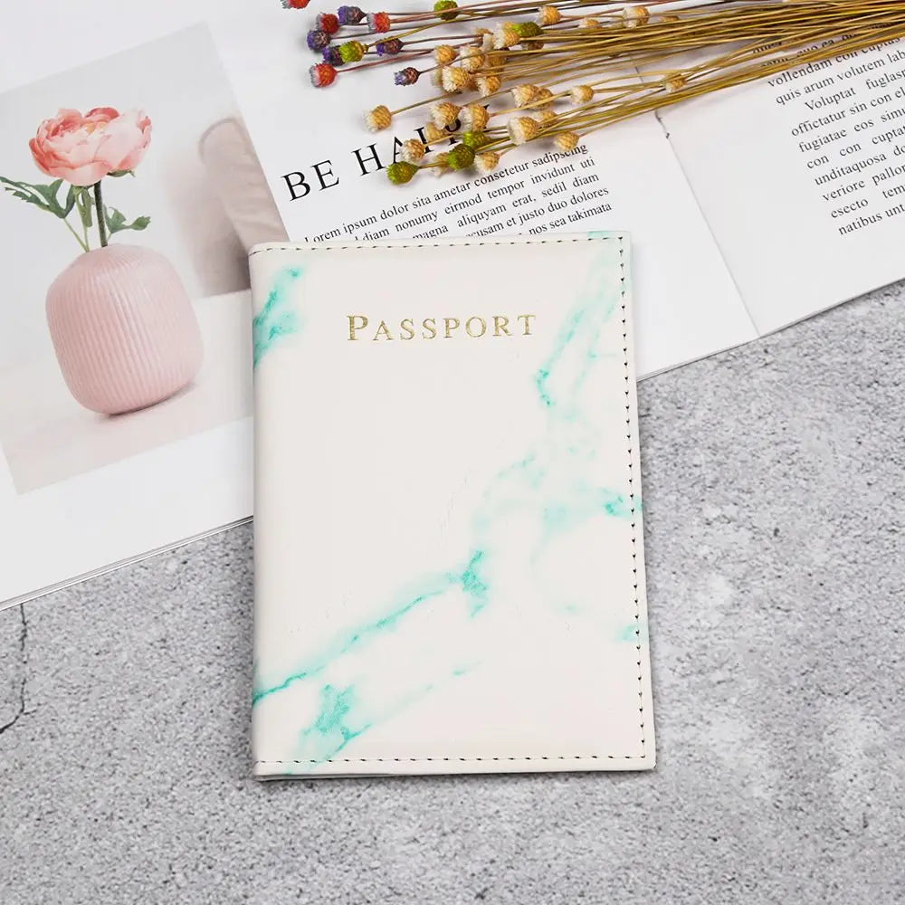 Marble Pattern Passport Cover PU Leather Travel Passport Holder