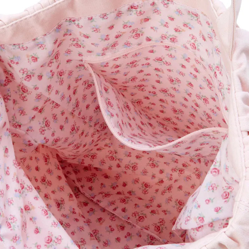 Marron Cream Rabbit Pink Bow-knot Floral Shoulder Bags Women Tote Handbag