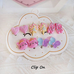 Mermaid Flamingo Resin Earrings Ear Clips for Girls Kids