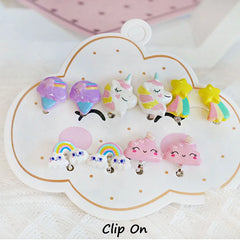 Mermaid Flamingo Resin Earrings Ear Clips for Girls Kids