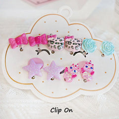 Mermaid Flamingo Resin Earrings Ear Clips for Girls Kids