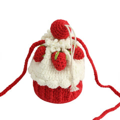 Mini Single Shoulder Bag Knitted Strawberry Cake Handbag Purse