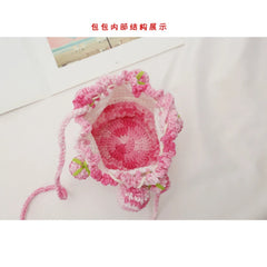 Mini Single Shoulder Bag Knitted Strawberry Cake Handbag Purse