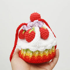 Mini Single Shoulder Bag Knitted Strawberry Cake Handbag Purse
