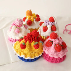 Mini Single Shoulder Bag Knitted Strawberry Cake Handbag Purse