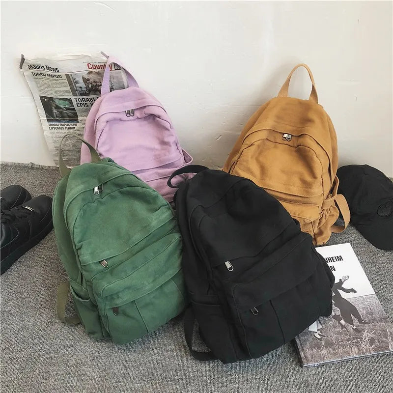 Canvas Travel School Bag Casual Women Backpack For Teenage Girls