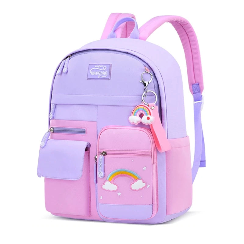 Nylon School Backpack for Girls Children Cartoon Bookbag