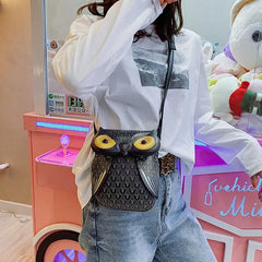 Owl Cartoon PU Leather Handbag Casual Satchel School Purse Shoulder Bag