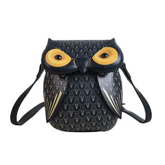 Owl Cartoon PU Leather Handbag Cute Satchel School Purse