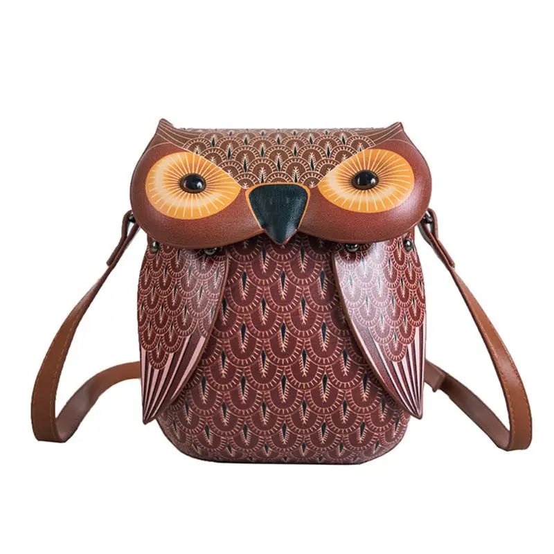 Owl Cartoon Leather Handbag Satchel School Purse Shoulder Bag