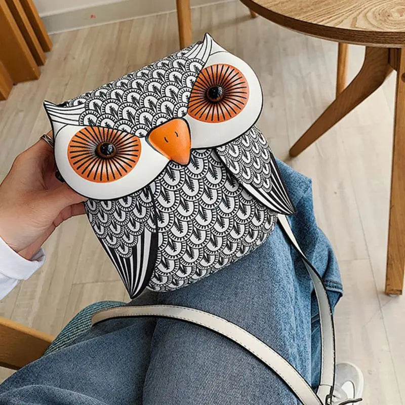 Owl Cartoon PU Leather Handbag Casual Satchel School Purse