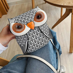 Owl Cartoon PU Leather Handbag Casual Satchel School Purse