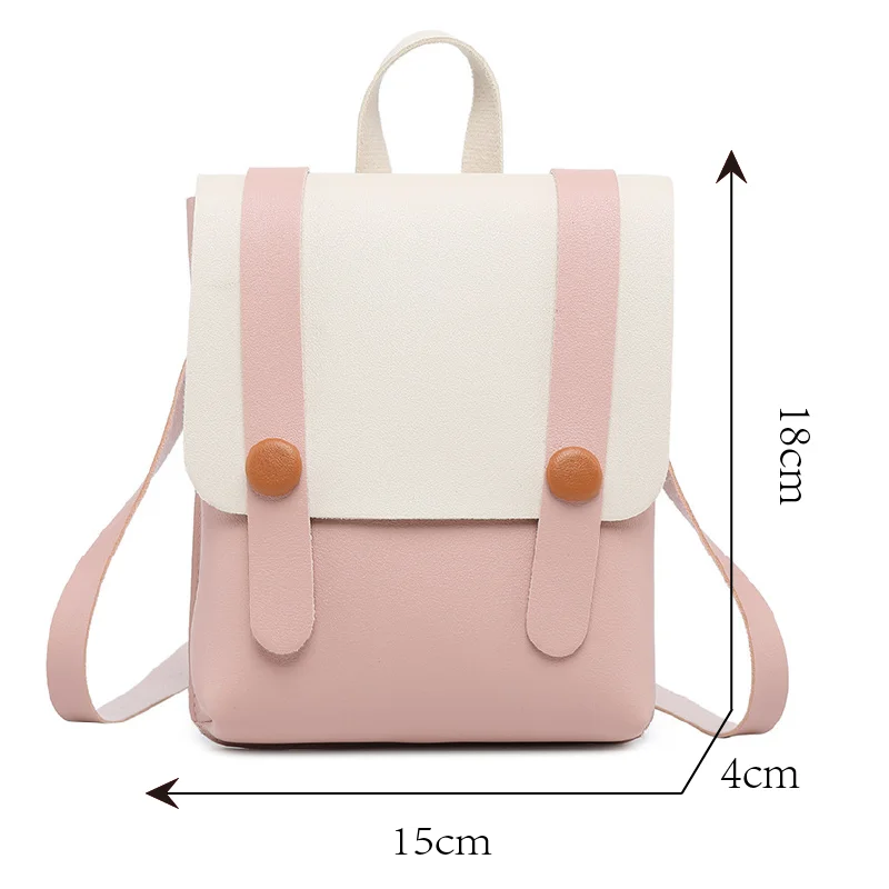 PU Leather Small Backpack for Teenage Girls Leisure Zipper Shoulder Bag Knapsack
