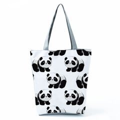 Panda Print Handbags Women Shopping Bag Eco Reusable Casual Shoulder Bag