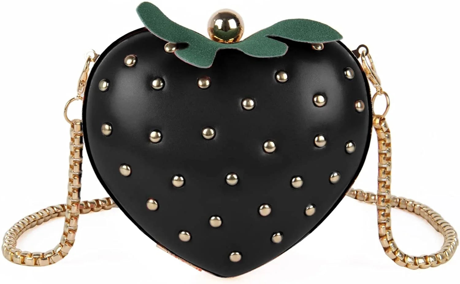 Girls Mini Strawberry Shaped Crossbody Handbag Love Rivet Shoulder Bag Clutch