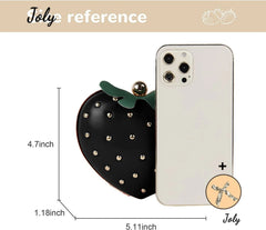 Girls Mini Strawberry Shaped Crossbody Handbag Love Rivet Shoulder Bag Clutch