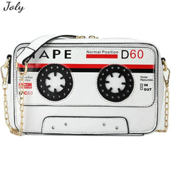 Retro Tape Shaped Evening Purse, PU Audio Cassette Crossbody Handbag