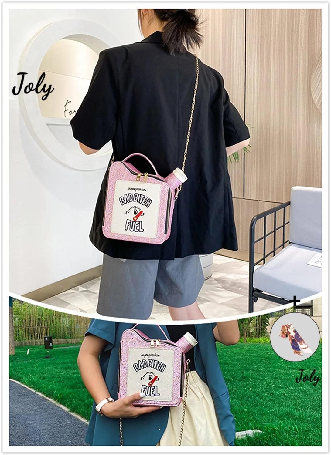Women Sequin Crossbody Bag Fun Gasoline Handbag Shoulder Bag
