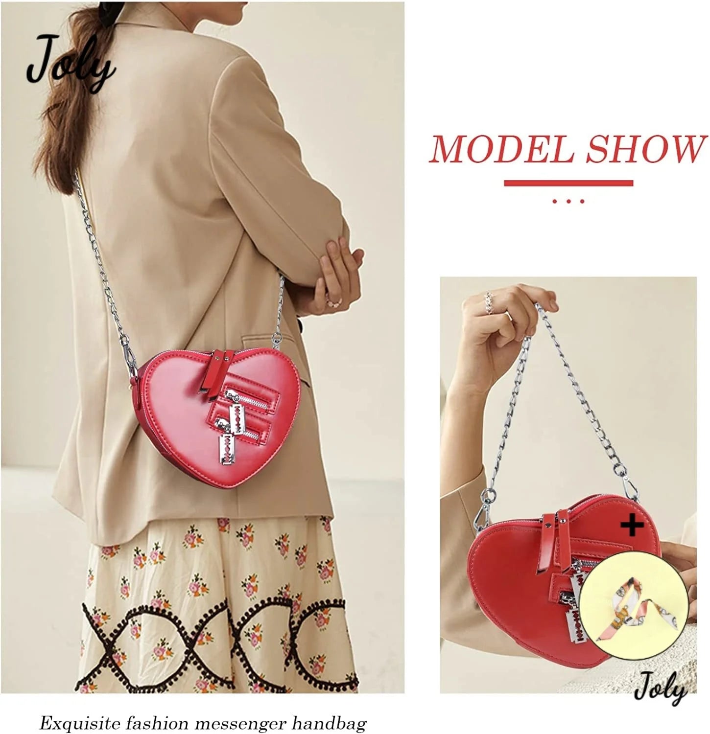 Women Red Heart Purse Love Shoulder Handbag Girls Evening Clutch Bag