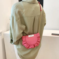 Pleated Shoulder Crossbody Chain Bag for Women