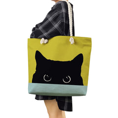 Cat Prints Shoulder Bag Eco Reusable Shopping Bags