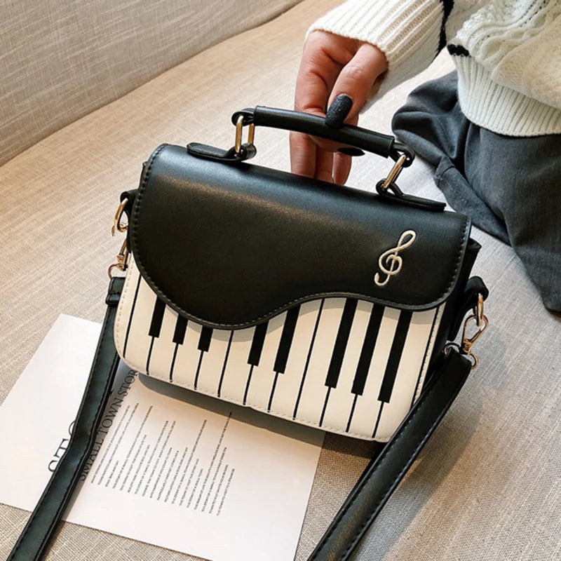Piano Pattern PU Leather Shoulder Bag Crossbody Messenger Bag Totes