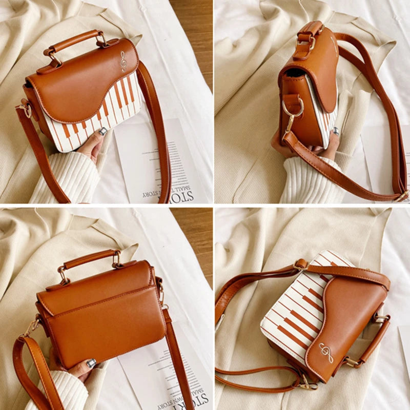 Piano Pattern PU Leather Messenger Bag