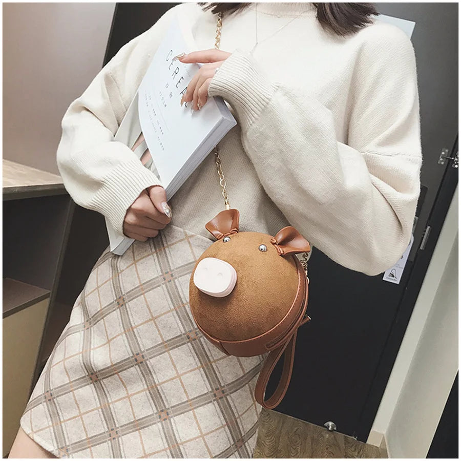 Pig Leather Shoulder Bags Crossbody Handbag Chains Mini Clutch Purse