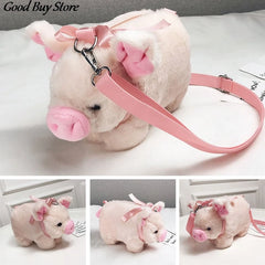 Pig Shoulder Bag Plush Stuffed Animal Crossbody Bags Women Winter Soft Purse