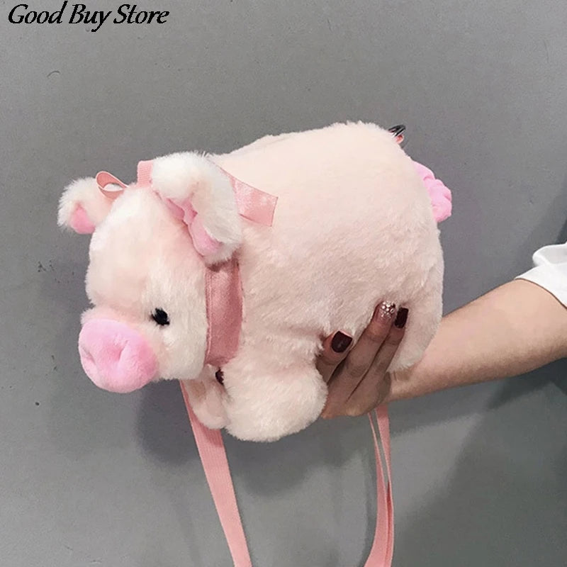 Pig Shoulder Bag Plush Stuffed Animal Crossbody Bags Women Winter Soft Purse