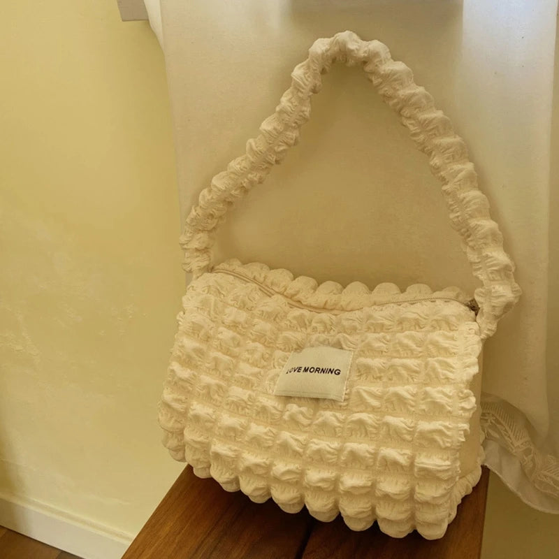 Pleated Shoulder Bags Large Capacity Tote for Women