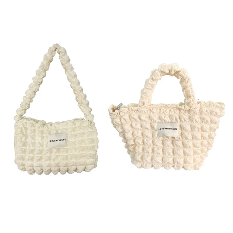 Pleated Shoulder Bags Large Capacity Tote for Women