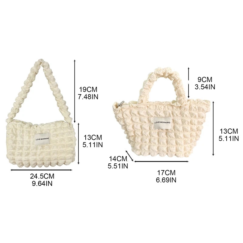 Pleated Shoulder Bags Large Capacity Tote for Women