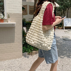 Pleated Shoulder Bag Large Capacity Tote