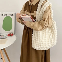 Pleated Women Shoulder Bags Large Capacity Female Vest Underarm Bag